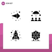 User Interface Pack of 4 Basic Solid Glyphs of arrow ferris insurance flame wheel Editable Vector Design Elements