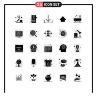 25 Universal Solid Glyphs Set for Web and Mobile Applications content shower arrow bathtub upload Editable Vector Design Elements