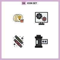 Pictogram Set of 4 Simple Filledline Flat Colors of idea candies staff preference dessert Editable Vector Design Elements