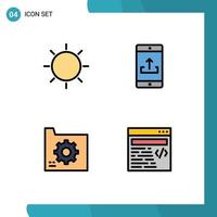 4 concepto de color plano de línea completa para sitios web móviles y diseño de aplicaciones cargar elementos de diseño vectorial editables de datos móviles ligeros vector