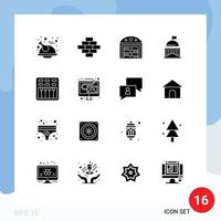 Set of 16 Modern UI Icons Symbols Signs for multimedia cinema construction irish green Editable Vector Design Elements