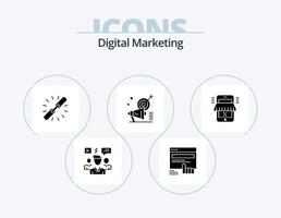 Digital Marketing Glyph Icon Pack 5 Icon Design. marketing. campaign. web. web. chain vector