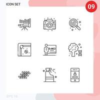 9 Thematic Vector Outlines and Editable Symbols of game air hockey camera sweets food Editable Vector Design Elements