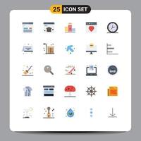 Pictogram Set of 25 Simple Flat Colors of wall clock pedestal mac app Editable Vector Design Elements