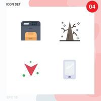 Editable Vector Line Pack of 4 Simple Flat Icons of copy down printer tree phone Editable Vector Design Elements