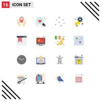 Mobile Interface Flat Color Set of 16 Pictograms of bookmark megaphone shop marketing marine Editable Pack of Creative Vector Design Elements