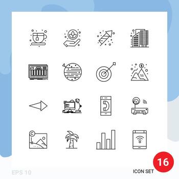 16 signos de esquema universales símbolos de llaves controlador fuegos artificiales infraestructura ciudad elementos de diseño vectorial editables vector