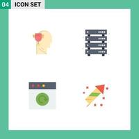 Modern Set of 4 Flat Icons and symbols such as mind app head server reload Editable Vector Design Elements