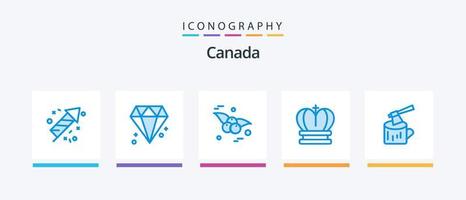 Paquete de 5 iconos de Canadá azul que incluye madera. Iniciar sesión. alimento. hacha. real. diseño de iconos creativos vector