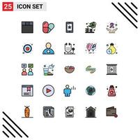 Set of 25 Modern UI Icons Symbols Signs for food world day farming cancer day care Editable Vector Design Elements