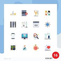 Pack of 16 Modern Flat Colors Signs and Symbols for Web Print Media such as privacy folder command file manipulation Editable Pack of Creative Vector Design Elements