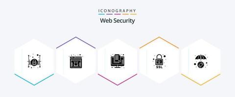 Web Security 25 Glyph icon pack including protection. security. confidential. ssl. lock vector