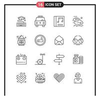 Outline Pack of 16 Universal Symbols of india slope transportation falling down accident Editable Vector Design Elements