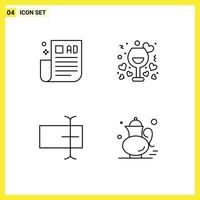 4 Creative Icons Modern Signs and Symbols of advertising tips cursor tips night input Editable Vector Design Elements