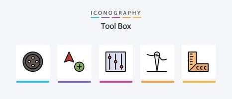 Tools Line Filled 5 Icon Pack Including . found.. Creative Icons Design vector