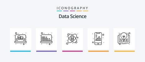 Data Science Line 5 Icon Pack Including document. big data. web. storage. cloud. Creative Icons Design vector