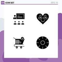 4 Creative Icons Modern Signs and Symbols of teamwork like leadership heart ecommerce Editable Vector Design Elements
