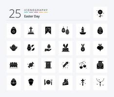 Easter 25 Solid Glyph icon pack including easter. candle. tag. food. easter vector