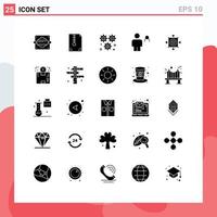 Universal Icon Symbols Group of 25 Modern Solid Glyphs of pair body development avatar configuration Editable Vector Design Elements