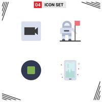 Pack of 4 Modern Flat Icons Signs and Symbols for Web Print Media such as camera mobil astronaut multimedia 5 Editable Vector Design Elements