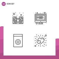 Line Pack of 4 Universal Symbols of computer household speaker question bright Editable Vector Design Elements