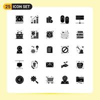 25 User Interface Solid Glyph Pack of modern Signs and Symbols of travel flops money flip holding Editable Vector Design Elements