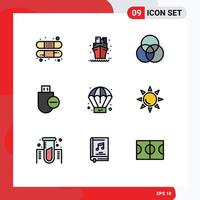 Set of 9 Modern UI Icons Symbols Signs for process stick circles remove devices Editable Vector Design Elements