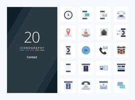 20 Contact Flat Color icon for presentation vector