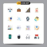 paquete de iconos de vectores de stock de 16 signos y símbolos de línea para la tarjeta de identificación del piso de la cabeza paquete editable de elementos creativos de diseño de vectores