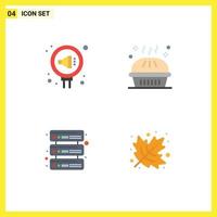 Group of 4 Flat Icons Signs and Symbols for management pumpkin pie relation dinner servers Editable Vector Design Elements