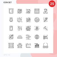 Universal Icon Symbols Group of 25 Modern Lines of cap text security layout divide Editable Vector Design Elements