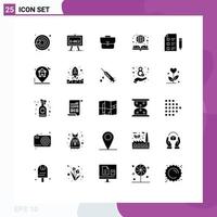 25 Thematic Vector Solid Glyphs and Editable Symbols of school education case online book e book Editable Vector Design Elements