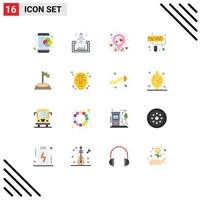 Flat Color Pack of 16 Universal Symbols of flag roller startup paint pin Editable Pack of Creative Vector Design Elements