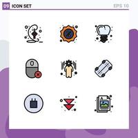 Pictogram Set of 9 Simple Filledline Flat Colors of management mouse implanting hardware devices Editable Vector Design Elements
