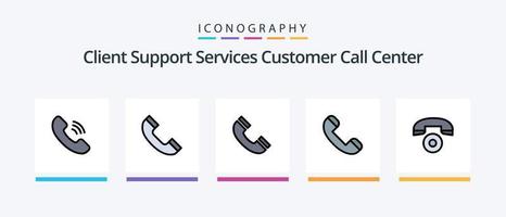 Call Line Filled 5 Icon Pack Including phone. call. ring. telephone. call. Creative Icons Design vector