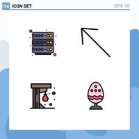 4 Thematic Vector Filledline Flat Colors and Editable Symbols of hosting play arrow punching ball boiled egg Editable Vector Design Elements