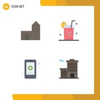 Group of 4 Modern Flat Icons Set for castle app fortress healthy hospital Editable Vector Design Elements