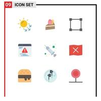 Modern Set of 9 Flat Colors Pictograph of spa injection path drop web Editable Vector Design Elements