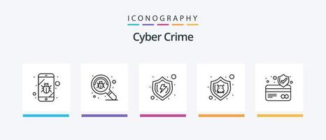 Cyber Crime Line 5 Icon Pack Including safety. search. security. find. lock. Creative Icons Design vector