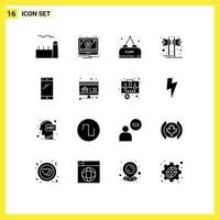 Universal Icon Symbols Group of 16 Modern Solid Glyphs of speaker party warning music close Editable Vector Design Elements