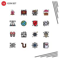 16 Creative Icons Modern Signs and Symbols of office case cart briefcase trolley Editable Creative Vector Design Elements