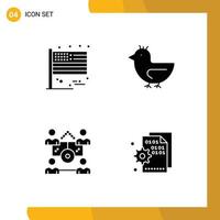 Pack of creative Solid Glyphs of american network usa swan share Editable Vector Design Elements