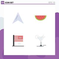 Pack of 4 creative Flat Icons of location decline fruits water flag Editable Vector Design Elements
