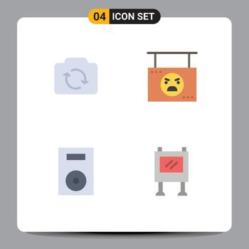 4 concepto de icono plano para sitios web móviles y aplicaciones dispositivos de cámara ui productos colgantes elementos de diseño vectorial editables vector
