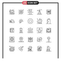 Mobile Interface Line Set of 25 Pictograms of contract tower biology canada architecture and city Editable Vector Design Elements