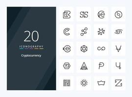 20 Cryptocurrency Outline icon for presentation vector