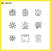 Modern Set of 9 Outlines and symbols such as finance snowflake ancient snow greek Editable Vector Design Elements