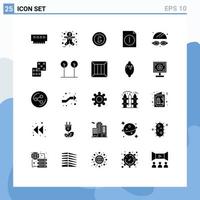 Group of 25 Modern Solid Glyphs Set for water file bangladesh document money Editable Vector Design Elements