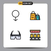 4 Universal Filledline Flat Color Signs Symbols of gender computing advertising shopping ad glasses Editable Vector Design Elements