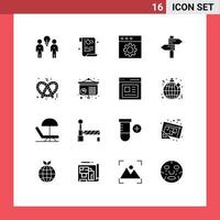 Pictogram Set of 16 Simple Solid Glyphs of food love privacy heart preferences Editable Vector Design Elements